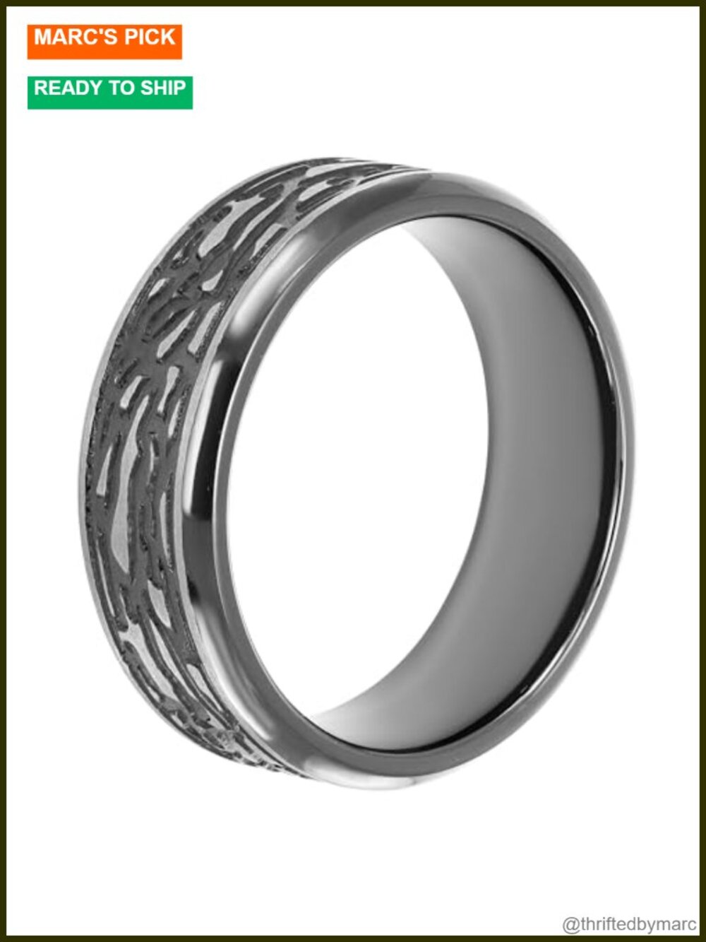 Tantalum Comfort Fit Mens Wedding Band Ring 8mm Comfort Fit